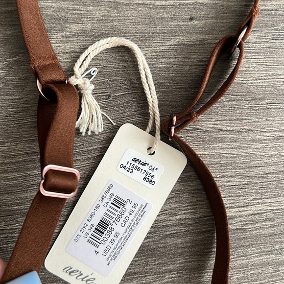 SMOOTHEZ by Aerie Balconette Mesh Bra Size 34B Universe Brown Underwire Sheer - Picture 6 of 7